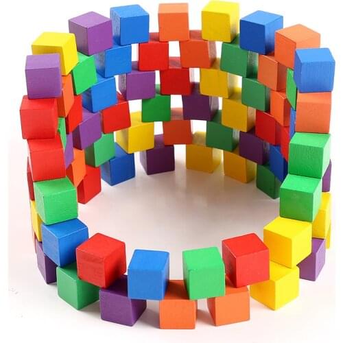 Bricks Blocks 100Pcs Motesseri Stacking Blocks Colorful Mini Cubic Wooden Blocks Creative Stacking Toys