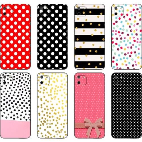 Black tpu Case For OPPO Realme C11 C20 C21 Case Back Cover Bumper Polka dots