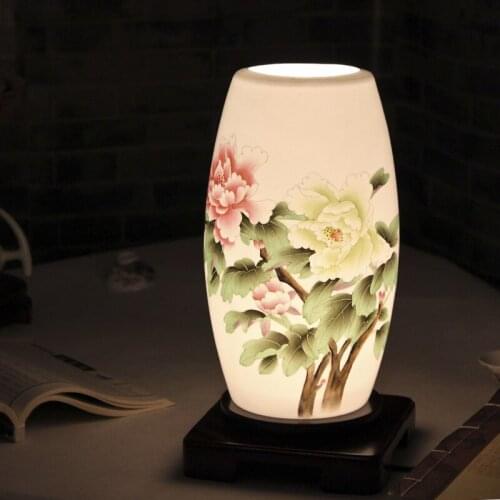 Jingdezhen Modern Creative Bedroom Bedside Living Room Chinese Thinner Porcelain Lamp Ceramic Lamp Holder ceramic table Lamps