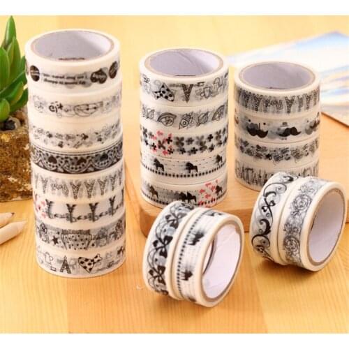 DL Korean stationery lovable small fresh black and white tape DIY cartoon PVC waterproof adhesive tape decorative sticker paper
