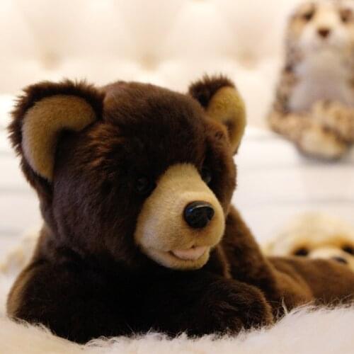 Dorimytrader quality soft animal lying brown bear plush toy stuffed animals bears toy kids gift decoration 36x15x16cm