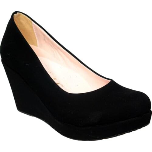 ELEGANT Black Skin Suede Platform Toe Evening Kalıbı1Numara Narrower