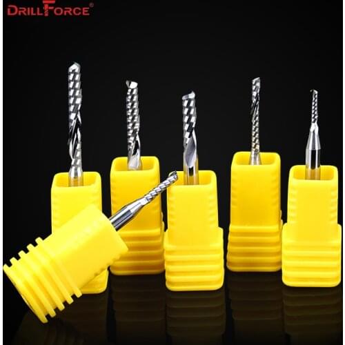 10PCS 3A Class Single Flute Milling Cutters for Aluminum MDF PVC Wood CNC Tools Solid Carbide Flat End Mills 3.175mm Router Bits