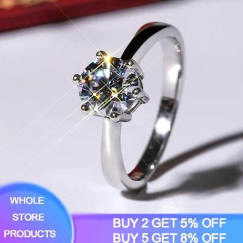 Famous Brand Classic Design Silver 925 Rings With Certificate Lab Diamond Ring With S925 Stamp White Gold Color Wedding Rings