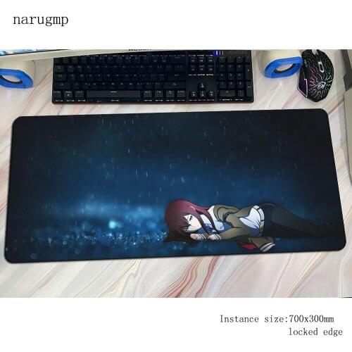 Steins gate mousepad 800x300x4mm thick Computer mouse mat gamer gamepad pc locked edge gaming mousemat desk pad office padmouse