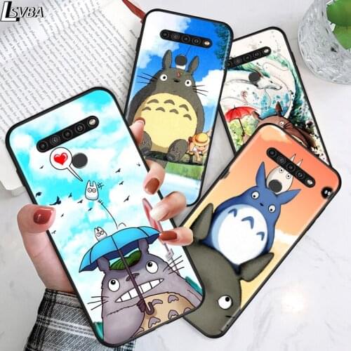Cute Totoro for LG G8 G8S G8X V30 V35 V40 V50 V60 ThinQ Q60 K40 K50 K30 K41 K51 K61 K71 K22 Black Phone Case