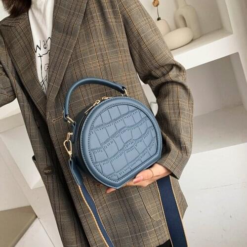 Fashion Stone Pattern Round Bags For Women 2021 Luxury Handbags Women Bags Designer PU Leather Ladies Shoulder Crossbody Bags