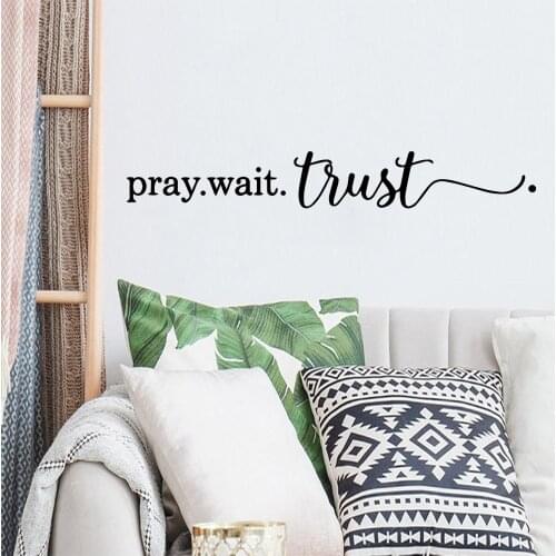 Cartoon Pray Wait Trust Quote Decal Removable Vinyl Mural Poster For Kids Rooms Decoration Art Decor Wallpaper