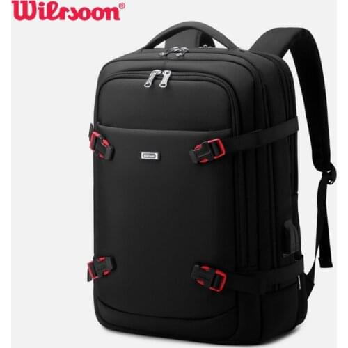 Wiersoon Large Capacity Fashion Men Backpacks 15.6 Inch Laptop Backpack USB Charging Headphone Business Travel Bag Backpack