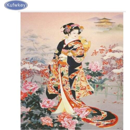 Full Square Drill 5D DIY Cross Stitch Kit Geisha of Japan Diamonds Embroidery Painting Diamond Mosaic Home Decoration