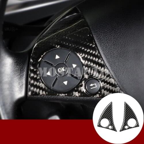 For Benz C Class W204 S204 Carbon Fiber Steering Wheel Button Trim Cover 2007-2010 2pcs Car Accessories Interior Car Decor