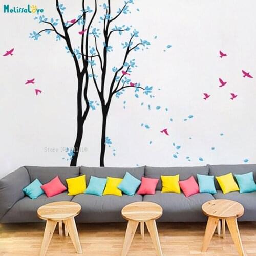 Custom Three Colors Tree Wall Sticker Decal Delicate Design Removable Murals Home Decor Living Room Improve Warmth YT3535