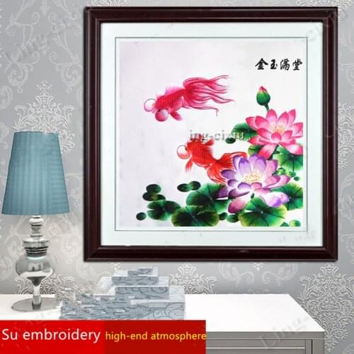 Mural golden jade full hall Su embroidery interior decoration gift painting living room hotel coffee shop wall painting SP077