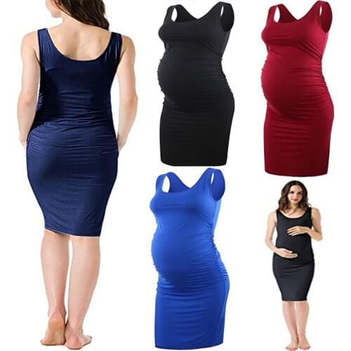 Sleeveless Maternity Dresses For Pregnant Women Clothes Summer Vest Skinny Pregnant Dress Pregnancy Clothing Maternity Vestidos