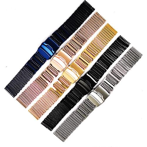 Wholesale 10PCS/lot 20mm 22mm 24mm 304 Stainless Steel Watch bands watch straps black and silver color available -WBS421