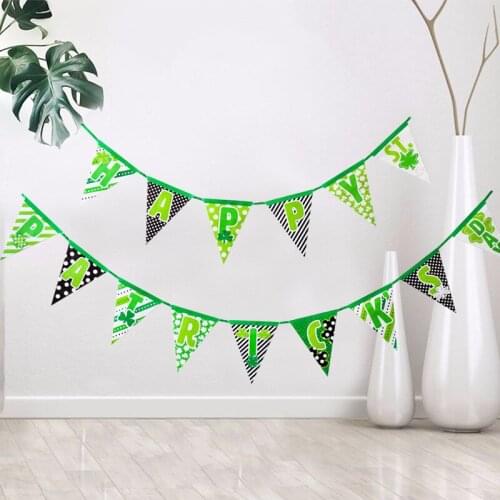 Happy St. Patricks Day Letters Banner Four-leaf Clover Flag Irish Holiday Party Decoration Supplies