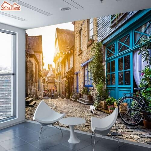 ShineHome-Modern Large Old City Street Wallpaper 3d for Walls Wallpapers 3 d Sdudy Living Room Shop Cafe Wall Paper Mural Rolls