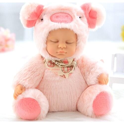 17cm Silicone Reborn Baby Doll Plush Sleeping Baby Toys Stuffed Animal Cartoon Kids Doll Girl Toy Princess Gift Sit Style