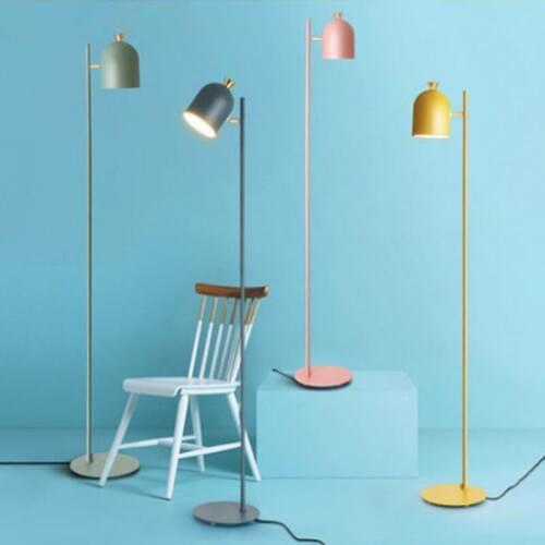 Nordic iron floor lamp creative personality living room bedroom bedside study macaron vertical floor lamp