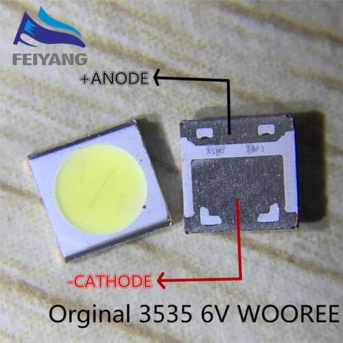 50PCS WOOREE LED Backlight 2W 6V 3535 150LM Cool white WM35E2F-YR09B-eA LCD Backlight for TV TV Application