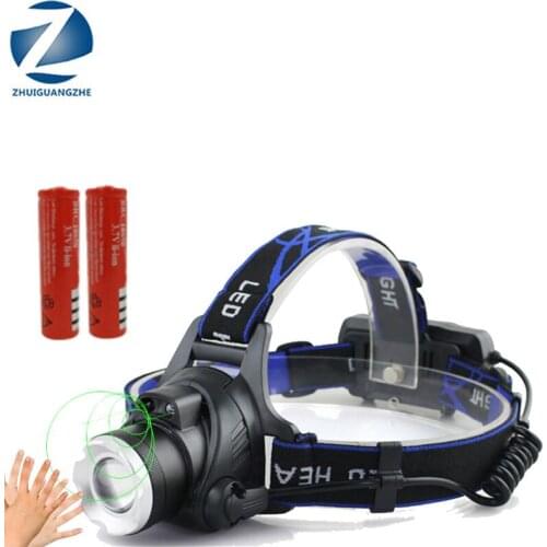 8000LM Sensor XM-L2 U3 T6 LED Headlight Headlamp Zoom adjustable Head Flashlight Lamp 18650 Battery Front Light For Fishing