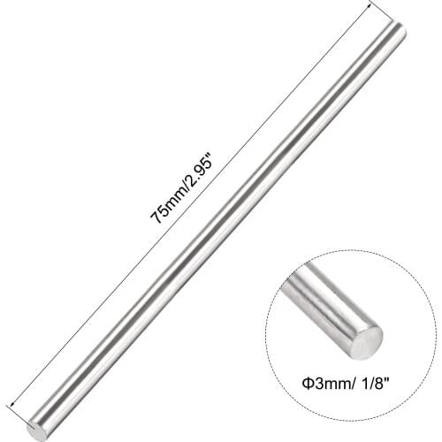 Uxcell 3mm x 75mm 304 Stainless Steel Solid Round Rod for DIY Craft - 20pcs