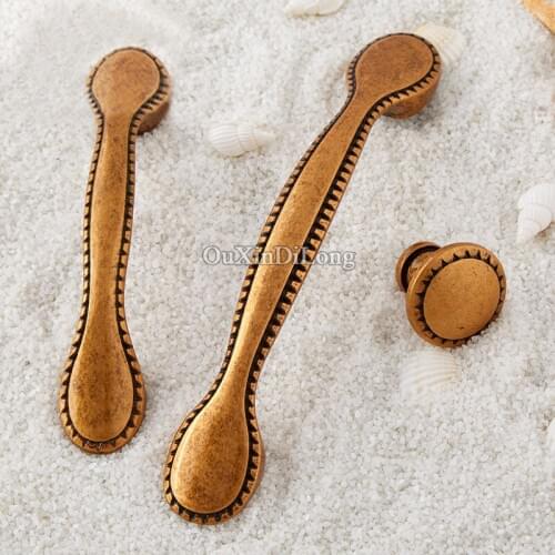 Top Quality 10PCS European Solid Brass Kitchen Door Furniture Handles Cupboard Wardrobe Drawer Wine Cabinet Pulls Handles&Knobs