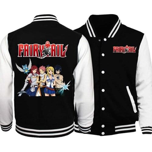 Anime Fairy Tail Woman Man Baseball Jacket Boys Girls Streetwear Casual Sweatshirt Fleece Jacket Coat
