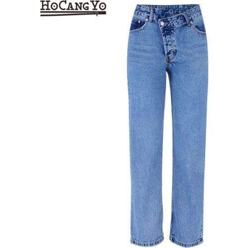 Womens High Waisted Loose Straight Jeans Pure Cotton Denim Jumper Pants Trousers Women Casual Blue Washed Ripped Jeans Trousers
