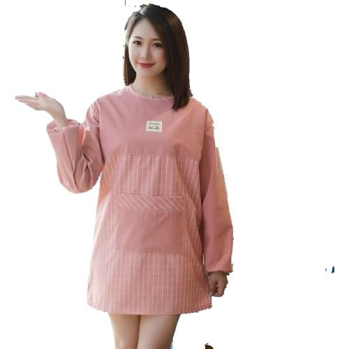 Womens Kitchen Apron Long-sleeved Household Plus Thickened Waterproof and Oil-proof Ladys Workwear
