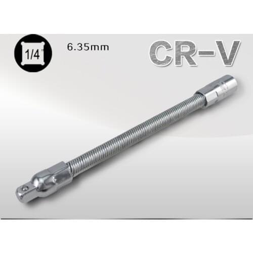 1/4 Drive Flexible Extension Bar 145mm Length Cr-V Hex Ratchet Wrench Socket Extender Hand Adjustment Tool Extension Socket