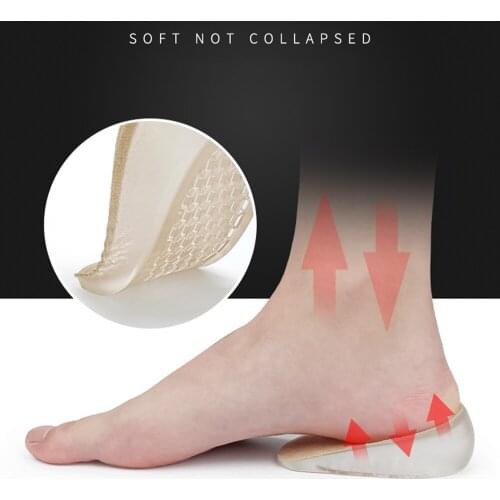 1 Pair Silicone Foot Cushion Soft Gel Sole Heel Cushion Soles Insoles For Shoes Spurs Pain Half Heel Insole Pad Height Increase