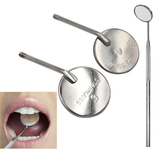 1pc/5pcs Dental Mouth Mirror with Handle Stainless Steel Oral Reflector Eyelash Extension Applying Tools 2 Sizes