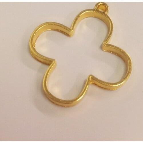 10 pcs/lot Clover and angel cat Metal Frame Pendant Gold Charm Bezel Setting Cabochon Setting UV Resin Charm