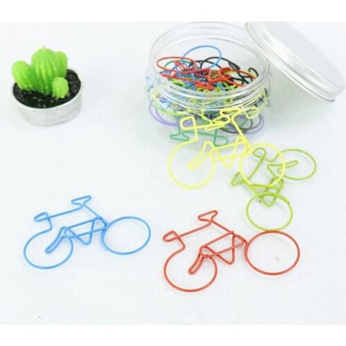 TUTU 4PCS/LOT Metal bicycle Shape Paper Clips candy Color Funny Kawaii Bookmark Office School Stationery big size Clips H0058