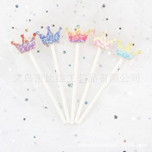5pcs/Set Colorful Star Heart Crown Butterfly Cake Topper Cake Flag Home Birthday Party Dessert Decoration Baby Shower Toppers