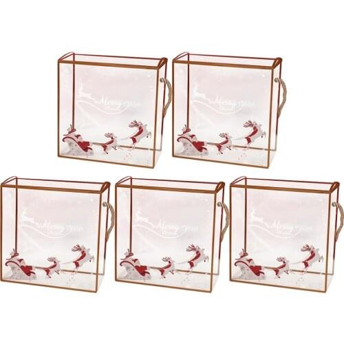 5Pcs Candy Box Goodie Bags Candy Tote Boxes Transparent Festive Gift Packing Boxes Plastic Sweets Boxes for Christmas Party