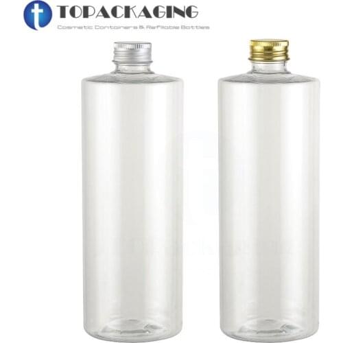 500ML Screw Cap Bottle,Clear Plastic Lotion Sub-bottling,Aluminum Lid,Shampoo Bottle,Empty Cosmetic Shampoo Container,12PCS/LOT