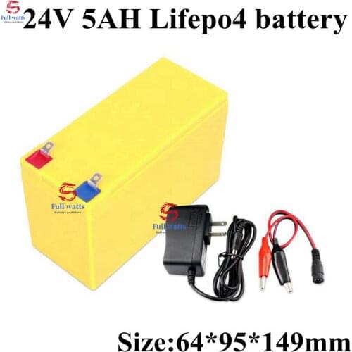 Brand 24v 5ah Lifepo4 Rechargeable Battery Pack with BMS for 24v E Bike Solar Energy Storage Moped Power + 29.2V 2A Charger