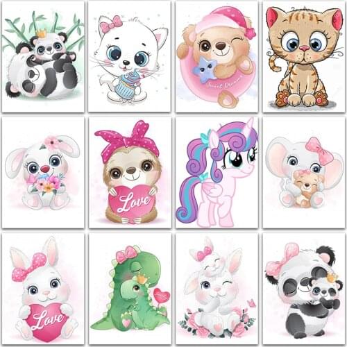 5D DIY Diamond Painting flowers animals Cat panda unicorn dinosaur Full Square&Round mosaic embroidery Cross stitch home decor