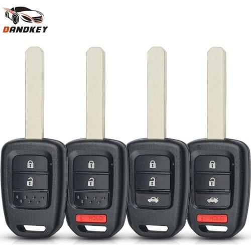Dankdey Remote Key Shell Case Fob 2/3/4 Buttons Replacement For Honda Accord 2013-2016 Civic XRV City CRV 2013-2017 HON66 Blade