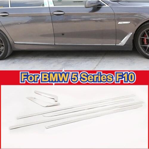 For BMW 5 Series F10 2011-2016 Stainless Steel Silver Side Door Decoration Strips Trim Car Exterior accessories Accessories 6Pcs