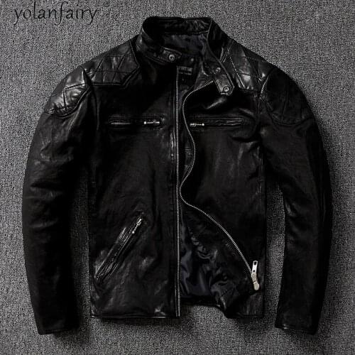 Vintage Genuine Leather Jacket Men Spring Motorcycle Jacket Mens Sheepskin Coat Plus Size 5xl 2021 Veste Homme Pph4409