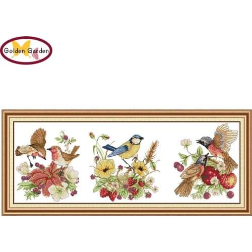 GG Bird of Season Animail Joy Sunday Painting Cross Stitch Embroidery Needlework Kit Cotton Canvas Cross Stitch for Home Decor