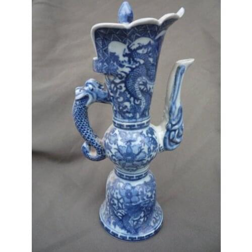 Collection Qing Dynasty Qing Hua porcelain teapot,Free shipping