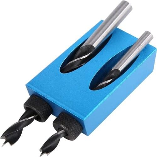 Woodworking Oblique Hole Locator Drill Bits 15 Degree Angle Drill Guide Puncher Pocket Hole Screw Jig Dowel Drill Joinery Kit
