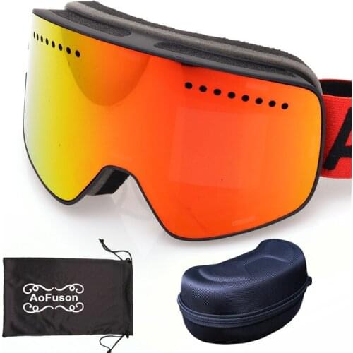 Ski Goggles With Case Brand Professional Double Anti-fog Quick-change Lens Magnet Glasses Mask Big Lens Skiing Snowboard Googles