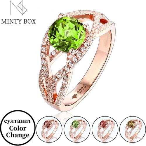 Mintybox 925 Sterling Silver Rings 2.3 Carats Stylish Exquisite Romantic Created Diaspore Zultanite Wedding Gift Ring