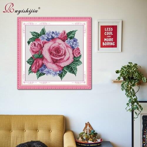 RUYISHIJIA Cross Stitch Kits Handmade Needlework Flower Paintings Counted DIY Set For Embroidery Cross-Stitch New Arrival