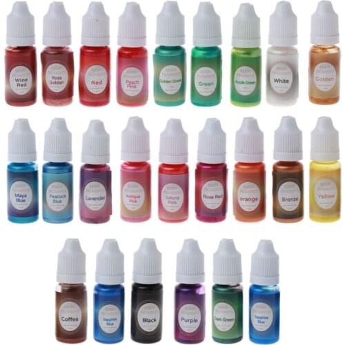 24 Colors Pearlescent Resin Pigment Kit Liquid Pearl-luster Resin Pigment Colorant Dye Resin Jewelry Making Tools Kit